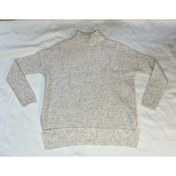 Shrinking Violet-Women's Small Turtleneck Cream/Brown Sweater - Picture 3 of 5
